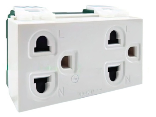 [1009990] เต้ารับเดี่ยวมีกราวด์ ขนาด 3 ช่อง 16A 250V NN-P601 ขาว NANO