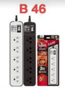 ปลั๊กไฟ (1 สวิตซ์ + 5 ช่องเสียบ) ยาว 3 เมตร B46 สีเทาอ่อน BLL