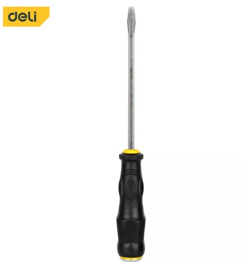 [1000615] ไขควงปากแบน 6x100mm Cr-v EDL6270041 ด้ามทะลุ DELI+